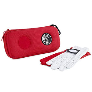 Stripebird - Golf Performance Gloves Holder Case (Major Red) - Protect and Keep Golf Gloves Dry - Moisture Free Storage Design - Includes Golf Bag Clip for Golfers
