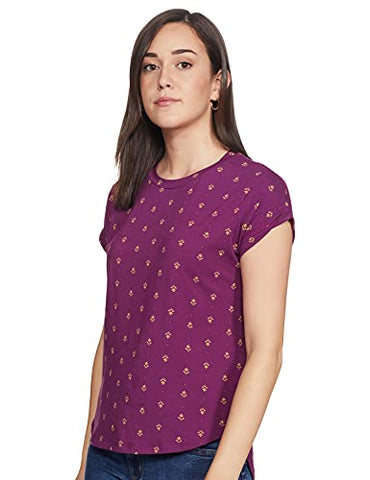 Image of Amazon Brand - Myx Women's Loose T-Shirt (PAG 103_Black and Purple XXXX-Large)