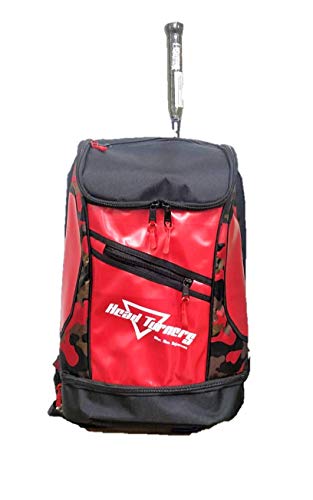 HeadTurners Pro Badminton Backpack Kitbag with Shoe Pocket (Red Camo, Black )
