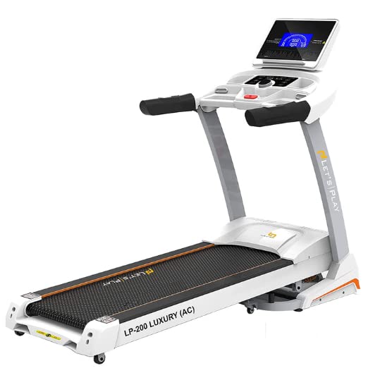 Toning® Automatic Treadmill 3.HP AC Motor (Peak 6 HP) LP-200AC Semi Commercial Treadmill with Extra Suspension Technology, Auto Inclination, 7" LCD Display (White)