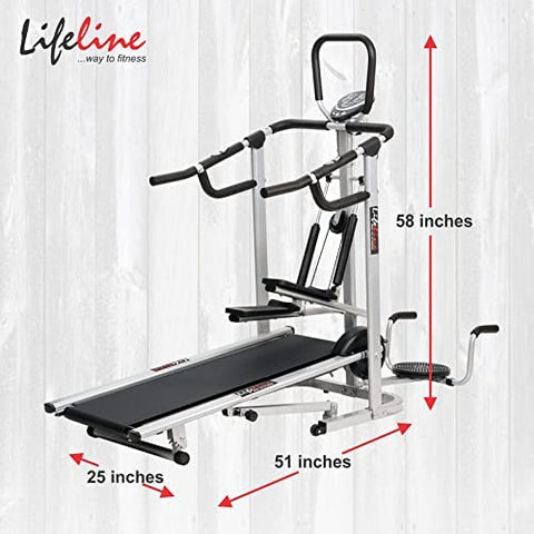 Image of Life line Fitness Manual Treadmill with Twister, Push-up Stand, Stepper for Cardio Weight Loss Exercise in Home Gym (with Stepper, Twister & Pushup Bar (Installation Included))