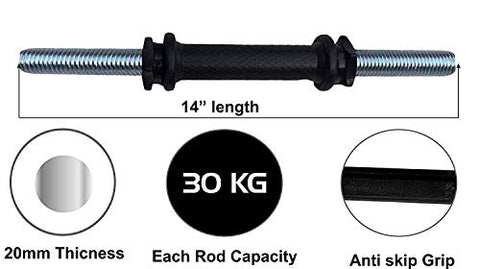 Image of au.ctave sports Gym Equipment for Home 8 kg (2 kg x 4) PVC, 14 inches Dumbbell Rod Set, Exercise & Fitness Home Gym Workout Gym Accessories Combo for Men and Women black