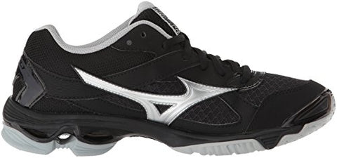 Image of Mizuno Wave Bolt 7 Volleyball Shoes, Black/Silver, Women's 6.5 B US