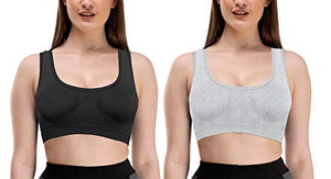 Pipal Women's Cotton Non-Padded Wire Free Sports Bra-Pack of 2 (Black & Grey_30_LOCAL.MOLDED.PACK.2.79)