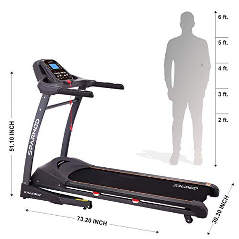 Image of SPARNOD FITNESS STH-5300 (5.5 HP Peak) Automatic Treadmill Free Installation Service - Foldable Motorized Walking & Running Machine for Home Use - Sturdy Equipment with Auto Incline, Black