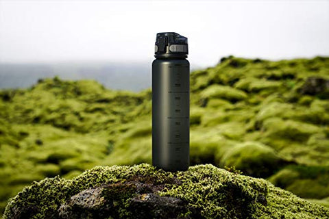 Image of InstaLite Unbreakable Sports Water Bottle 1 Litre with Time Markings, BPA Free Non-Toxic Water Bottle for Gym, Office Water Bottle (Stone Grey, 1000 ML)