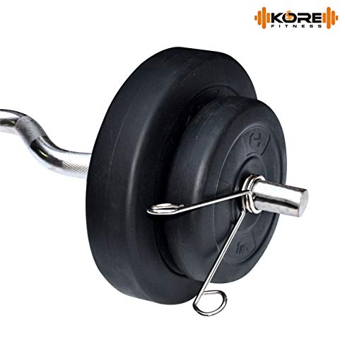 Kore PVC 16 Kg Home Gym Set With One 3 Ft Curl And One Pair Dumbbell Rods With Gym Accessories, Black