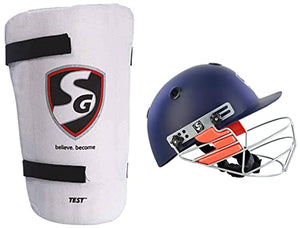 SG Test Youth Thigh Pads, Youth&SG Optipro Cricket Helmets, Medium, Navy Blue