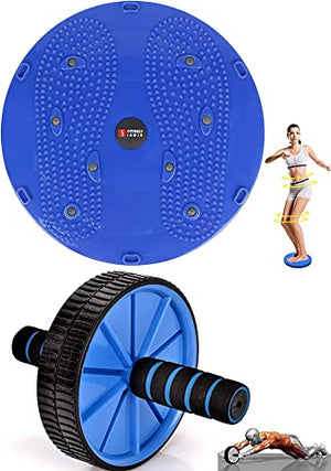 FITNESS INDIA™ AB Roller & Tummy Twister (Combo of 2) Waist Trimmer Body Toner Home Gym Equipment Abdominal Exercise - Multicolour