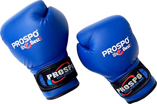 Prospo Top-Grade Boxing Gloves, Kickboxing Bagwork Gel Sparring Training Gloves, Muay Thai Style Punching Bag Mitts, Fight Gloves Men & Women (Blue, 16 oz)
