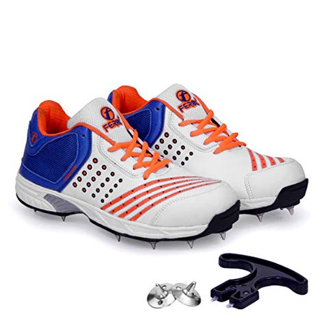 Image of Feroc Men's Synthetic Adf Cricket Spikes Shoes (Orange, 9.5)