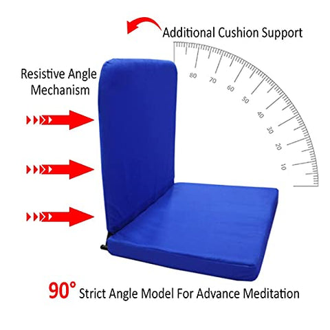 Image of Kawachi Powder Coated Metal Cotton Fabric Right Angle Back Support Portable Relaxing Folding Yoga Meditation Chair - I83 Blue