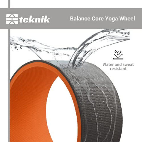 Image of Coreteq Balance Core Yoga Wheel EVA Foam Padded 13 x 6 inch Extra Wide (Grey-Orange)