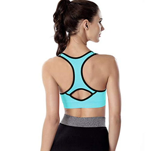 Image of Double Couple Women Racerback Sports Bras High Impact Workout Yoga Gym Activewear Fitness Bra (Black+Grey+Blue, XXL(Fit for 44B 42C 44C 38DD 40D 42D 44D))