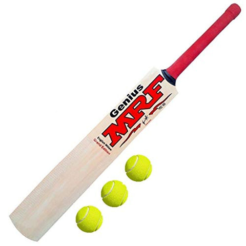 Image of PMG Kids Wooden Cricket Bat for Tennis Ball Size 6, Cricket bat 9-15 Years kit (Bat and 3 Balls)