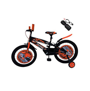 RAW BICYCLES 20T Sports BMX Single Speed 14 Inches Steel Frame Road Bike Kids Bicycle/Cycle for 7 to 10 Years Boys & Girls Semi Assembled Tyre and Tube with Training Wheels (Orange)