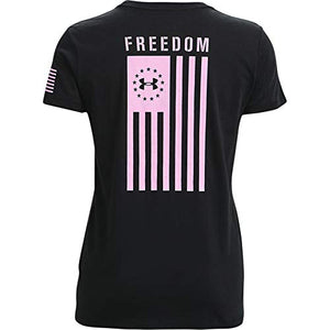 Under Armour Women's Freedom Flag T-Shirt , Black (002)/Stellar Pink , Medium