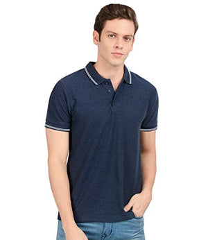 AWG ALL WEATHER GEAR Men's Regular Fit Cotton Polo T-Shirt ( Navy Melange , Small )
