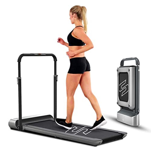 Image of SPARNOD FITNESS STH-3050 5.5 HP Peak Motorised Under Desk Walking Pad Treadmill for Home Use Pre-Installed with Interactive LED Display, Foot Sensing Speed Control, Remote and App Control (Black)