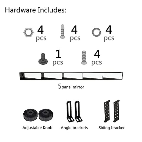 Image of 10L0L Golf Cart RM1500 Rally Panoramic 5 Panel Mirror fits EZGO, Club Car & Precedent, Newest Golf Cart Rear View Mirror, Blind Spot Mirror