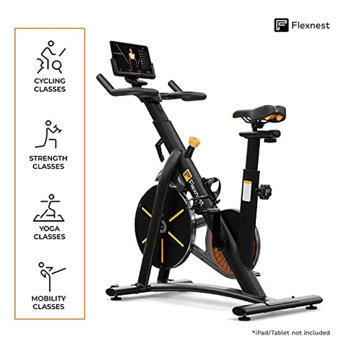 Flexnest Flexbike Spin Bike | Smart Bluetooth Exercise Cycle for home gym with Live Classes on App, 100 Resistance Levels stationary Exercise Bike for Home Gym Workout & Cardio weight loss machine gym cycle (Black)