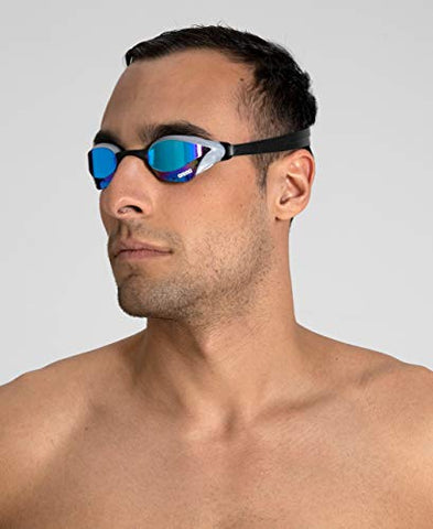 Image of Arena Cobra Core Swim Goggles for Men and Women, Blue/Silver, Swipe Anti-Fog Mirror (New)