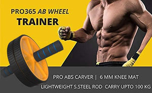 PRO365 Dual Wide Ab Roller Wheel for Abs Workouts 6 Month Warranty/Home Gym Abdominal Exercise/Core Workouts for Men and Women (6 MM Safe Knee Mat, Yellow Roller)