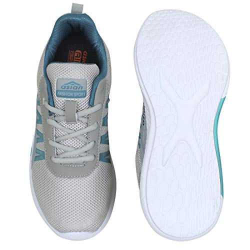 ASIAN Men's Bouncer-01 Grey Firozi Sports Latest Stylish Casual Sneakers,Lace up Lightweight Shoes for Running, Walking, Gym UK-6