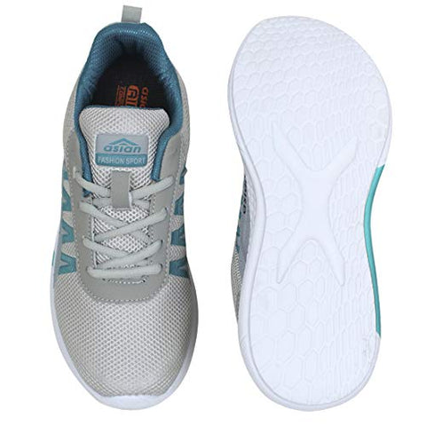 Image of ASIAN Men's Bouncer-01 Grey Firozi Sports Latest Stylish Casual Sneakers,Lace up Lightweight Shoes for Running, Walking, Gym UK-6