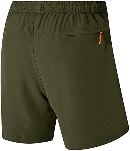CBlue Men's Outdoor Quick Dry Lightweight Sports Shorts Zipper Pockets (Small, Army)