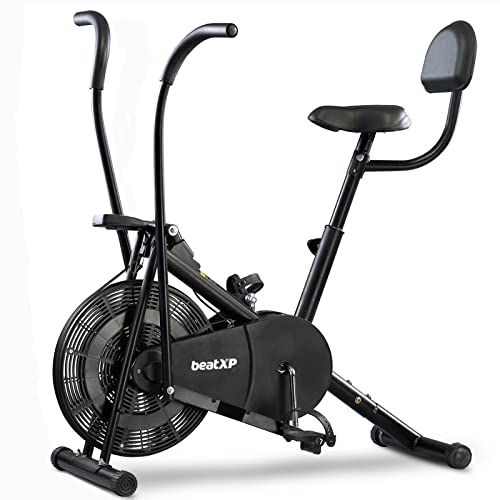 beatXP Vortex Active 2M Air Bike Exercise Cycle for Home | Gym Cycle for Workout with Adjustable Cushioned Seat | Moving Handles | Back Support Full Body Workout Gym Fitness Cycle Machine With 6 Months Warranty (Black)