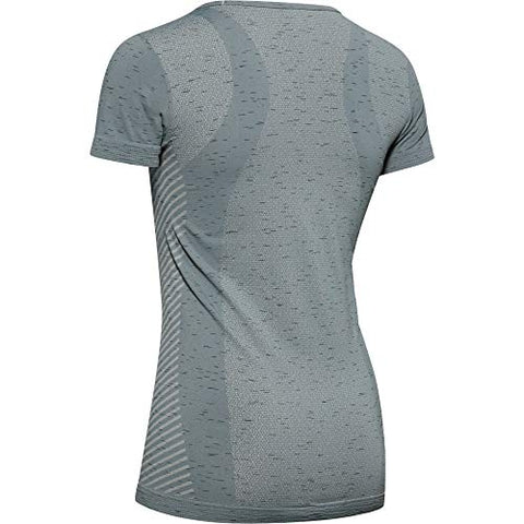 Image of Under Armour Women's Seamless Melange Short Sleeve T-Shirt, Hushed Turquoise (396)/Metallic Silver, X-Large