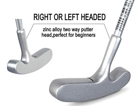 Image of Two Way Junior Golf Putter Kids Putter Both Left and Right Handed Easily Use 3 Sizes for Ages 3-5 6-8 9-12 (Silver Head+Blue Grip, 25 inch,Age 3-5)