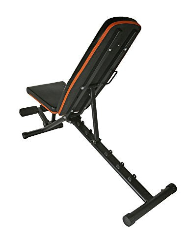 GYMENIST Exercise Bench Adjustable Foldable Compact Workout Weight Bench Easy to Carry NO Assembly Needed, Black-Orange (FOLD-110B)