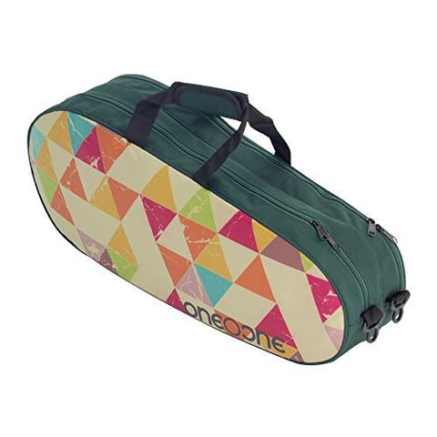 Image of One O One - Canvas Collection Double Green & Triangle 2 - Badminton/Tennis Kitbag