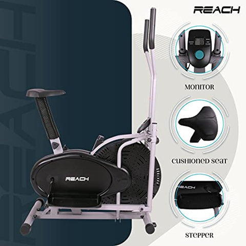 Image of Reach Orbitrek/Orbitrack Exercise Cycle and Cross Trainer | Dual Trainer 2 in 1 Home Fitness Gym Equipment | Scientifically Designed for Complete Body Workout with Minimum Pressure on Knees.