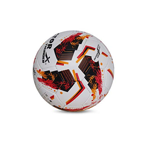 Image of Vector X THUNDER Rubber Hand Stiched IMS (International Match Standard) Football, Size 5 (White-Orange-Black)