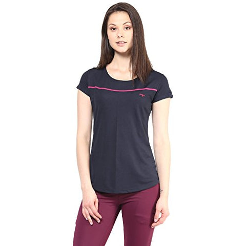 Image of berge' Ladies Polyester Dry Fit Western Shirts & Tshirts for Women, Quick Drying & Breathable Fabric, Gym Wear Tees & Workout Tops (Navy Colour)