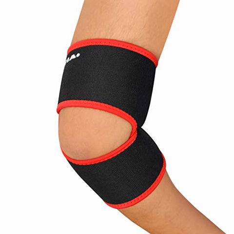 Image of Nivia 589L Neoprene Orthopedic Elbow Support(Adjustable with Velcro), Large (Red/Black)