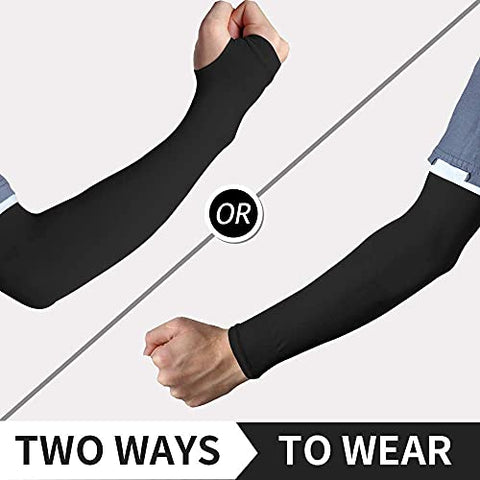Image of V.E UV Sun Protection Arm Sleeves for Men & Women Arm Sleeves Perfect for Cricket, Bike Riding,Cycling & Outdoor Activities With Black and Grey Color - 2 Pair
