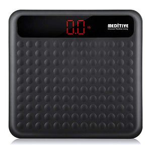 MEDITIVE Digital Human Weight Scale, Anti-Slip Fiber Body Weighing Machine 180 Kg (Black)