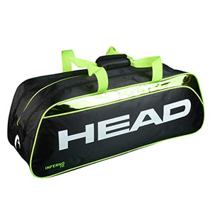 HEAD Inferno 70 Two Compartments 6 Racquet Badminton kit Bag (Size: 75x23x28 cm | Colour: Black/Green)