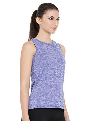 Image of Clovia Women's Blue Gym/Sports Textured Activewear Top (AT0070P03_Blue_XL)