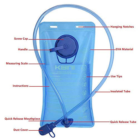 Image of KBNI Hydration Backpack with 2 Litre (68 Ounce) Water Bladder, Lightweight, Suitable for Outdoor Hiking Running Cycling Camping Climbing Sports Perfect for Men Women & Kids
