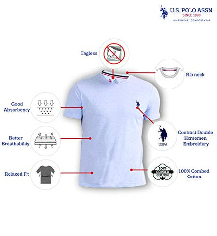 Image of US Polo Association Men's Solid Regular Fit T-Shirt (I633-901-PL_Pale Blue Melange_Large)