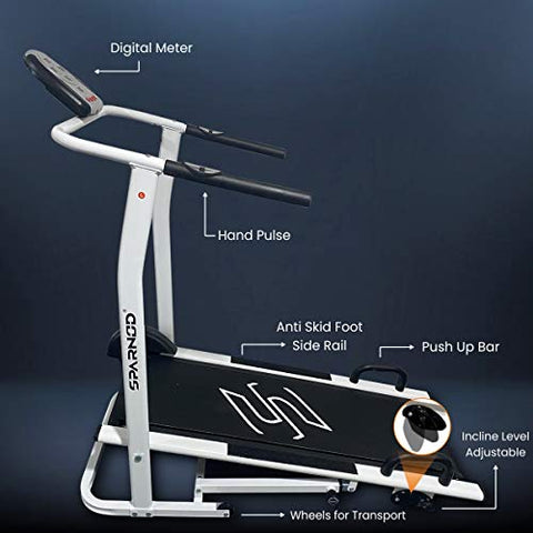 Image of Sparnod Fitness STH-500 Manual Treadmill Running Machine for Home Gym - Foldable, 120-kg Max User Weight (DIY Installation)