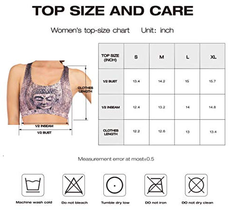 Image of Chisportate Women's Strappy Sports Bra Removable Padded Bra Comfort Yoga Bra Tops Activewear for Workout Running Fitness, Buddha Vintage, Large