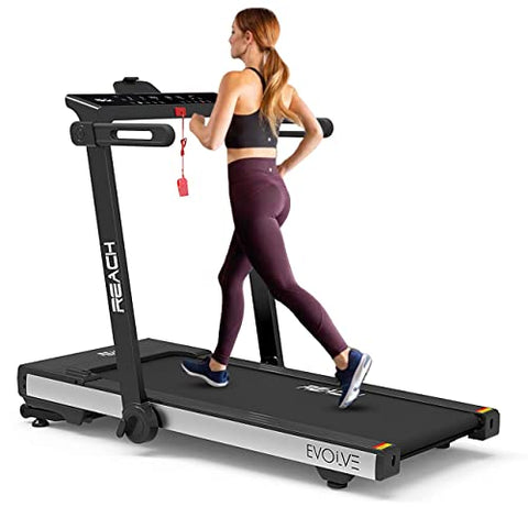 Image of Reach Evolve 6 HP Peak | For Running Walking & Jogging with Auto Incline | 90 Degree Foldable Treadmill for Home Gym | Fitness Machine with LCD Display & Bluetooth | 15 Preset Workouts for Cardio | 16 km/hr Max User Weight 110 kgs