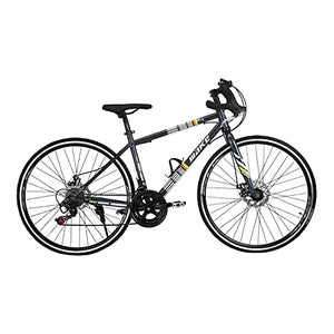 Amardeep cycles Make Road Bike 700 C with 14 Speed (7 by 2) Shimano Gear, Dual disc Brake 18.00, steel Sports Gear Bicycle for Men (Black)