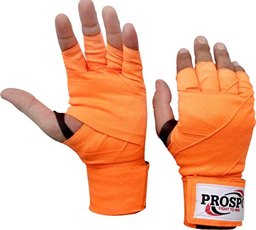 PROSPO Florescent Orange Boxing Mexican Stretch, Handwraps, Spandex Bands, Hand Bandage Protectors (180 Inch - Pack of 1 Pair).